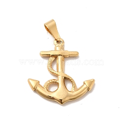 Vacuum Plating 201 Stainless Steel Pendants, Anchor Charms, Golden, 26x20x2.5mm, Hole: 7x3.5mm(STAS-K250-12B)