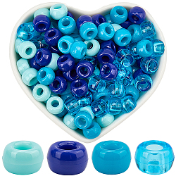 800Pcs 4 Colors Plastic Beads Sets, Barrel, Mixed Color, 9x6mm, Hole: 3.8mm, 200ocs/color(KY-SP0001-24C)