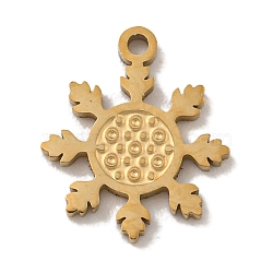 Christmas 304 Stainless Steel Charms, Real 14K Gold Plated, Snowflake, 11.5x9.5x1mm, Hole: 1mm(STAS-Z093-03C-G)