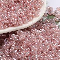 Ceylon Glass Seed Beads, Peanut, Misty Rose, 4~4.5x2~2.5x2~2.5mm, Hole: 0.8~0.9mm, about 10000pcs/pound(SEED-K009-02B-32)