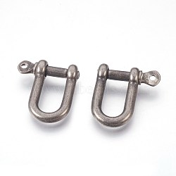 304 Stainless Steel Screw D-Ring Anchor Shackle Clasps, Antique Silver, 26x24x7.5mm, Hole: 2mm; 8.5x16mm Inner Diameter(STAS-E446-30A-AS)