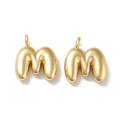 Brass Pendants, Real 18K Gold Plated, Letter M, 19x16x4.7mm, Hole: 3.2mm(KK-A199-01G-M)