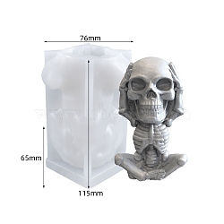 DIY Silicone Statue Candle Molds, For Candle Making, Skull, White, 7.6x6.5x11.5cm(PW-WG39580-01)