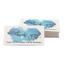 Thank You for Supporting My Business Card, for Decorations, Rectangle, Sky Blue, 90x50x0.4mm, 50pcs/bag(X-DIY-L035-016A)