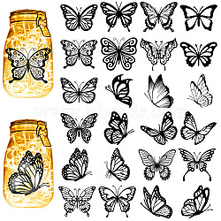 PVC Lamp Film for DIY Colorful Light Hanging Lamp Frosted Glass Jar, Butterfly, 100x90mm, 24pcs/set(DIY-WH0408-043)