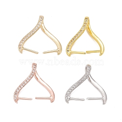 Rack Plating Brass Micro Pave Cubic Zirconia Ice Pick Pinch Bails, Long-Lasting Plated, Cadmium Free & Lead Free, Mixed Color, 18x20x5.5mm, Hole: 3mm, Pin: 1mm(KK-B056-01)