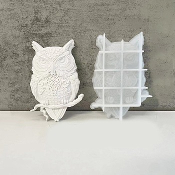 Semisolid DIY Silicone Molds, Resin Casting Molds, for UV Resin, Epoxy Resin Craft Making, White, Owl, 125x90x21mm