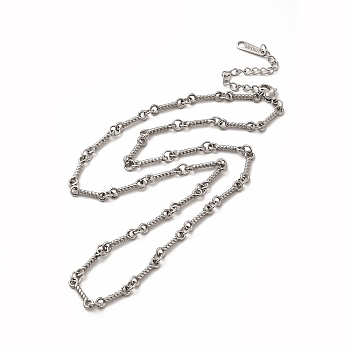 304 Stainless Steel Twist Bar Link Chain Necklace for Women, Stainless Steel Color, 18.43 inch(46.8cm)