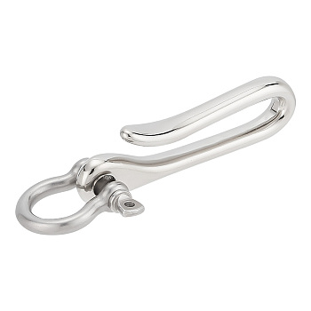 Elite 1Pc U-Shaped Brass Key Hook Shanckle Clasps, for Wallet Chain, Key Chain Clasp, Pocket Clip, with 1Pc Brass D-Ring Anchor Shackle Clasps, Platinum, U-Shaped: 60x16x7mm, Hole: 5.5mm, D-Ring: 25x25mm, Hole: 2.5mm