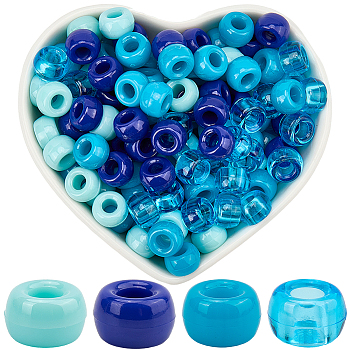 800Pcs 4 Colors Plastic Beads Sets, Barrel, Mixed Color, 9x6mm, Hole: 3.8mm, 200ocs/color