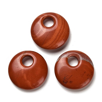 Natural Red Agate Pendants, Flat Round Charms, 30x8~8.5mm, Hole: 8.5mm