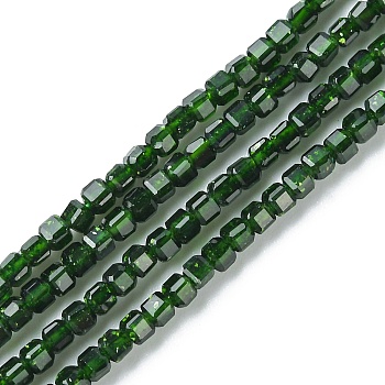 Synthetic Green Goldstone Beads Strands, Faceted, Cube, 2~2.5x2~2.5x2~2.5mm, Hole: 0.6mm, about 178pcs/strand, 15.04 inch(38.2cm)
