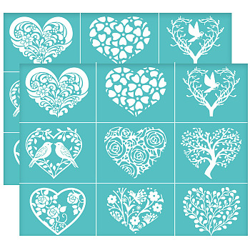 Self-Adhesive Silk Screen Printing Stencil, for Painting on Wood, DIY Decoration T-Shirt Fabric, Heart, 220x280mm