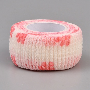 Paw Print Multifunctional Non Woven Fabric Bandage, Self-adhesive Sport Elastic Bandage, Adhesive Bandage, Light Coral, 25mm, 4m/roll