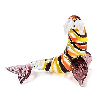3D Sea Lion Handmade Lampwork Display Decoration, for Home Decoration, Colorful, 57x12x44mm