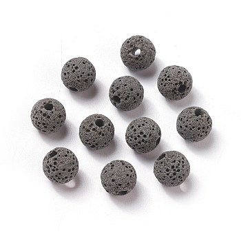 Unwaxed Natural Lava Rock Beads, for Perfume Essential Oil Beads, Aromatherapy Beads, Dyed, Round, Gray, 8.5mm, Hole: 1.5~2mm
