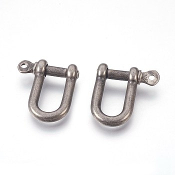 304 Stainless Steel Screw D-Ring Anchor Shackle Clasps, Antique Silver, 26x24x7.5mm, Hole: 2mm, 8.5x16mm Inner Diameter