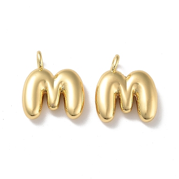 Brass Pendants, Real 18K Gold Plated, Letter M, 19x16x4.7mm, Hole: 3.2mm