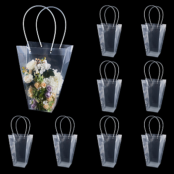 Valentine's Day SUPERFINDINGS 6Pcs Trapezoid PP Plastic Gift Bags, Flower Bouquet Bags, with Handle, Clear, 56cm