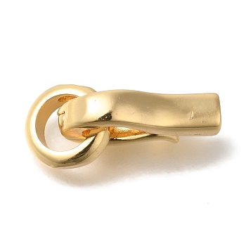 Brass Fold Over Clasps, Cadmium Free & Nickel Free & Lead Free, Ring, Real 18K Gold Plated, 21mm, Round: 9.5x9.5x3mm, Clasp: 16.5x9.5x4mm