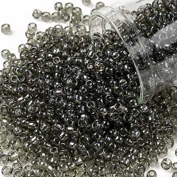 TOHO Round Seed Beads, Japanese Seed Beads, (120) Smoke Transparent Luster, 8/0, 3mm, Hole: 1mm, about 1110pcs/50g