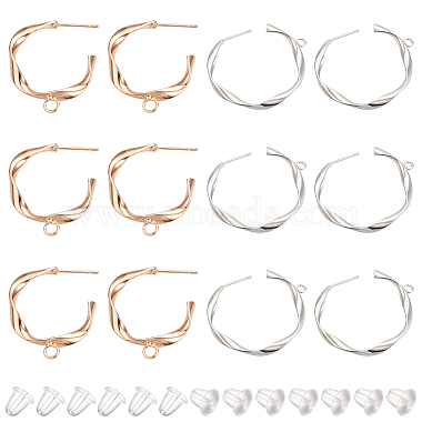 Platinum & Golden Ring Brass Stud Earring Findings