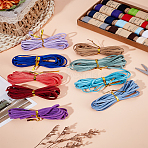 22.5M 9 Colors Flat Faux Suede Cord, Faux Suede Lace, with 9Pcs Metallic Wire Twist Ties, Mixed Color, 3x1.5mm, about 2.5m/color(LW-LP0001-13A)