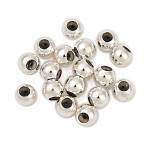 925 Sterling Silver Beads, with Rubber inside, Round, Silver, 4mm, Hole: 0.8mm(STER-I016-106B-S)