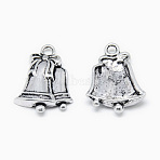 Tibetan Style Alloy Pendants, Christmas Bell, Lead Free & Cadmium Free, Antique Silver, 23x16.5x4mm, Hole: 2mm, about 540pcs/1000g(TIBE-S301-042AS-RS)