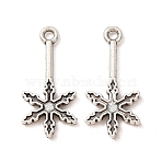 Tibetan Style Alloy Pendants, Snowflake Charms, Antique Silver, 24.5x11.5x2mm, Hole: 1.8mm, about 588pcs/1000g(AL-CBA5212-14AS)