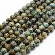 Natural African Turquoise(Jasper) Beads Strands, Faceted, Round, 4mm, Hole: 1mm, about 96pcs/strand, 14.9 inch~15.1 inch(G-D840-15-4mm)