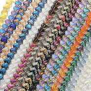 Electroplate Transparent Glass Beads Strands, Heart, Mixed Color, 13x15mm, Hole: 1.2mm, about 50pcs/strand, 25.59''(65cm)(EGLA-R114-02A-M)