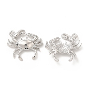 Rack Plating Alloy Pendants, Cadmium Free & Lead Free, Crab Charms, Platinum, 20.5x18.5x2.5mm, Hole: 1.5mm(FIND-G044-18P)