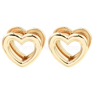 Brass Hoop Earrings, Hollow Heart, Light Gold, 20.5x22x12.5mm(EJEW-I289-01KCG)
