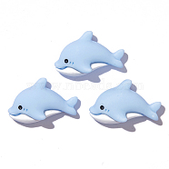 Ocean Theme Opaque Resin Cabochons, Sea Animals Cabochon, Light Blue, Dolphin Pattern, 12x20mm(OCEA-PW0001-77C)