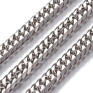 304 Stainless Steel Cuban Link Chains,  Unwelded, Stainless Steel Color, 8x6x2mm(CHS-P007-31P)