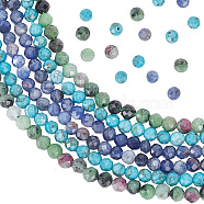 3 Strands 3 Style Mixed Gemstone Beads Strands, Natural Sodalite & Ruby in Zoisite, Synthetic Turquoise, Faceted Round, 3mm, Hole: 0.6mm, about 139pcs/strand, 14.96 inch(38cm), 1 strand/style(G-AR0005-50)