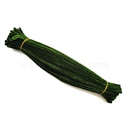 DIY Plush Sticks, with Iron Core, Pipe Cleaners, Kid Craft Material, Dark Green, 300mm, 100pcs/set(PW-WG53797-06)