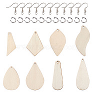 DIY Earring Making Kits, Include Unfinished Blank Wood Pendants, with Stainless Steel Jump Rings and Brass Earring Hooks, Mixed Color, 260pcs/set(DIY-TA0008-74)