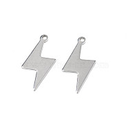 201 Stainless Steel Pendants, Stamping Blank Tag, Lightning Bolt, Stainless Steel Color, 19x8.5x0.5mm, Hole: 1.2mm(STAS-N095-111)