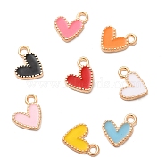 Alloy Enamel Charms, Heart Charms, Golden, Mixed Color, 10x9x1.2mm, Hole: 1.5mm(FIND-G055-20G)