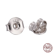 Rhodium Plated 925 Sterling Silver Ear Nuts, with 925 Stamp, Platinum, 6x6.5x3.5mm, Hole: 1mm(STER-K167-041P)