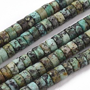 Natural African Turquoise(Jasper) Beads Strands, Flat Round/Disc, 4x2mm, Hole: 0.7mm, about 154pcs/strand, 15.43 inch(39.2cm)(G-F631-A29)
