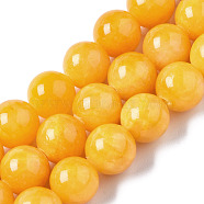 Natural Dyed Yellow Jade Gemstone Bead Strands, Round, Yellow, 10mm, Hole: 1mm, about 40pcs/strand, 15.7 inch(X-G-R271-10mm-Y07)