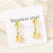 Fish 304 Stainless Steel Dangle Stud Earrings, Golden, 25x11.5mm(EJEW-A125-51G)