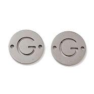 201 Stainless Steel Hollow Flat Round Links, Letter Connector Charms, Stainless Steel Color, Letter G, 12x1mm, Hole: 1.2mm(FIND-R149-03G-P)