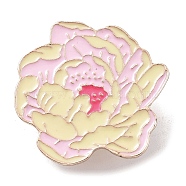 Flower Zinc Alloy Brooches, Floral Enamel Pins, Deep Pink, 28x30x2mm(JEWB-Z021-03C)