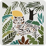 Plastic Reusable Drawing Painting Stencils Templates, for Painting on Fabric Tiles Floor Furniture Wood, Rectangle, Tiger Pattern, 297x210mm(DIY-WH0202-354)