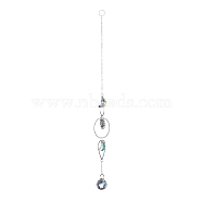 AB Color Plated Crystal Bullet Big Pendant Decorations, Hanging Sun Catchers, with Iron Findings & Alloy Pendants, Sun, Clear AB, 350mm, Pendant: 188x39x21mm(HJEW-G019-03G)