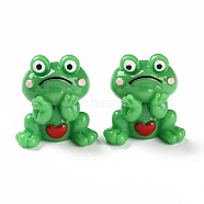 Cartoon Cute Resin 3D Frog Figurines, for Home Office Desktop Decoration, Sea Green, 33x31.5x20mm(RESI-Z024-01C)